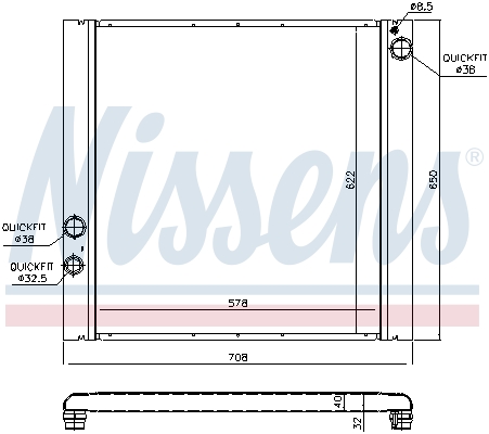 Radiator, engine cooling - 64327 NISSENS