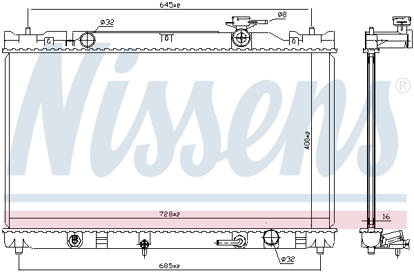 Radiator, engine cooling - 646351 NISSENS