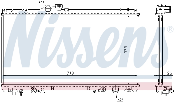 Radiator, engine cooling - 64653A NISSENS