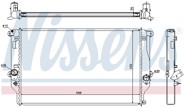 Radiator, engine cooling - 64677A NISSENS