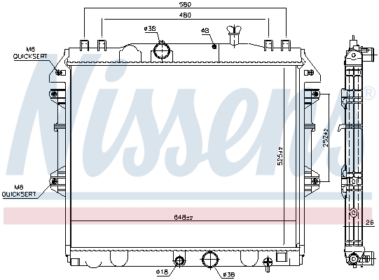 Radiator, engine cooling - 646807 NISSENS