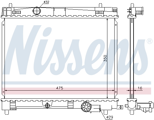 Radiator, engine cooling - 646823 NISSENS