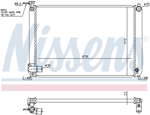 Radiator, engine cooling - 646829 NISSENS