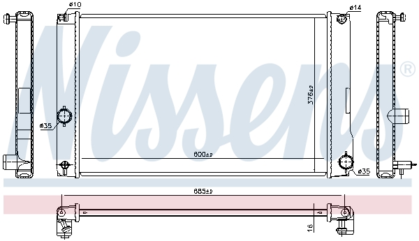 Radiator, engine cooling - 646842 NISSENS