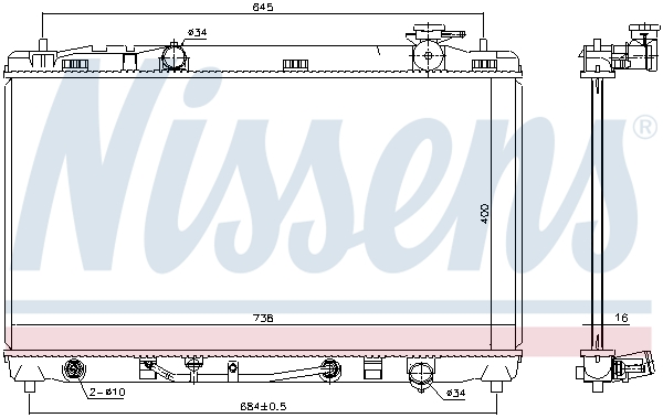 Radiator, engine cooling - 646844 NISSENS