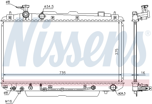 Radiator, engine cooling - 646852 NISSENS
