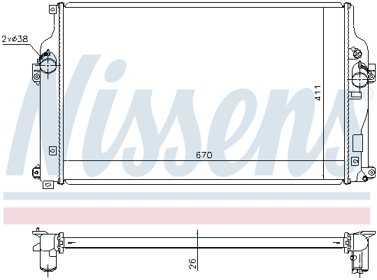 Radiator, engine cooling - 646864 NISSENS