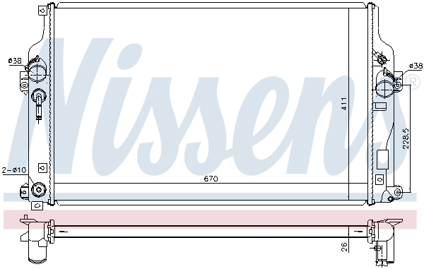 Radiator, engine cooling - 646865 NISSENS