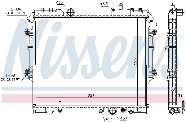 Radiator, engine cooling - 646897 NISSENS