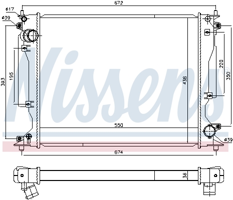 Radiator, engine cooling - 646904 NISSENS