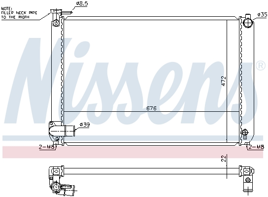 Radiator, engine cooling - 646913 NISSENS