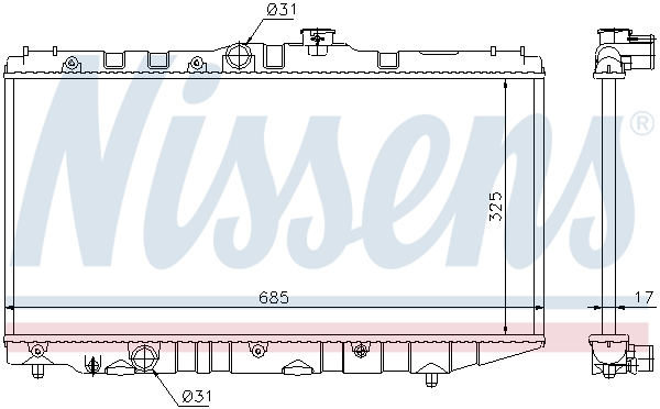 Radiator, engine cooling - 64718 NISSENS