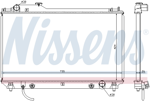 Radiator, engine cooling - 64764 NISSENS