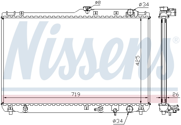 Radiator, engine cooling - 647721 NISSENS
