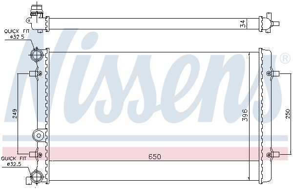 Radiator, engine cooling - 65011 NISSENS