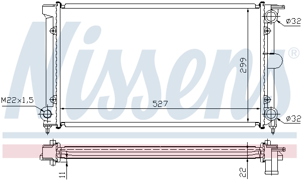 Radiator, engine cooling - 651511 NISSENS