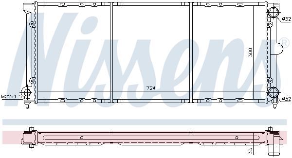 Radiator, engine cooling - 651621 NISSENS
