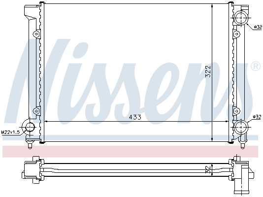 Radiator, engine cooling - 651651 NISSENS