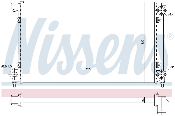 Radiator, engine cooling - 651741 NISSENS
