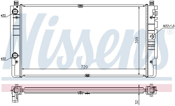 Radiator, engine cooling - 65238A NISSENS