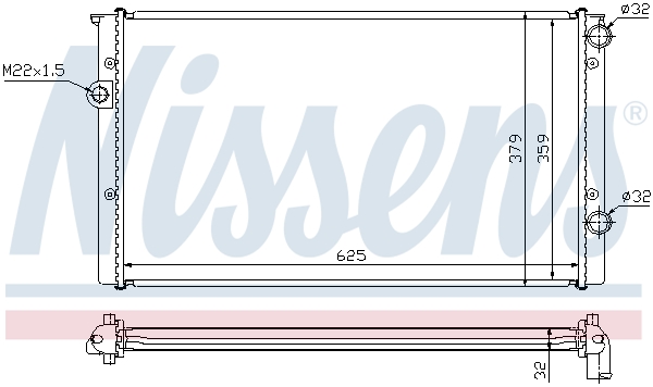 Radiator, engine cooling - 652461 NISSENS
