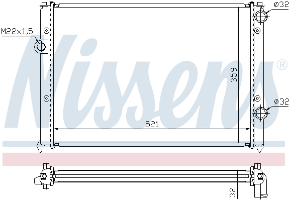 Radiator, engine cooling - 652511 NISSENS