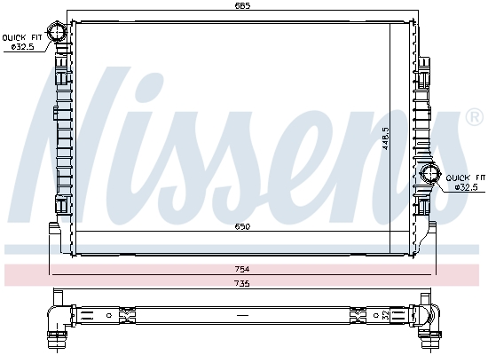 Radiator, engine cooling - 65341 NISSENS