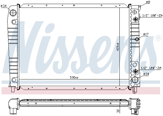 Radiator, engine cooling - 65538A NISSENS