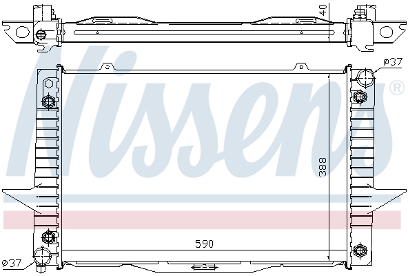 Radiator, engine cooling - 65539A NISSENS