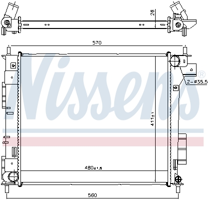 Radiator, engine cooling - 666204 NISSENS