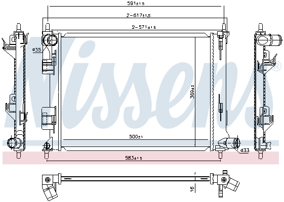 Radiator, engine cooling - 666213 NISSENS