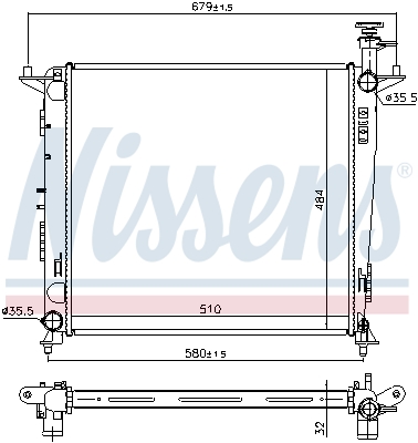 Radiator, engine cooling - 666222 NISSENS