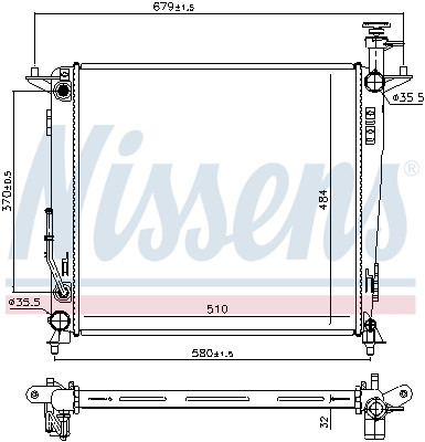 Radiator, engine cooling - 666223 NISSENS