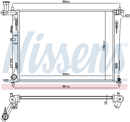 Radiator, engine cooling - 66674 NISSENS