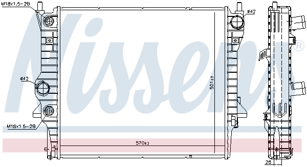 Radiator, engine cooling - 66708 NISSENS