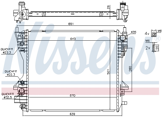 Radiator, engine cooling - 66709 NISSENS