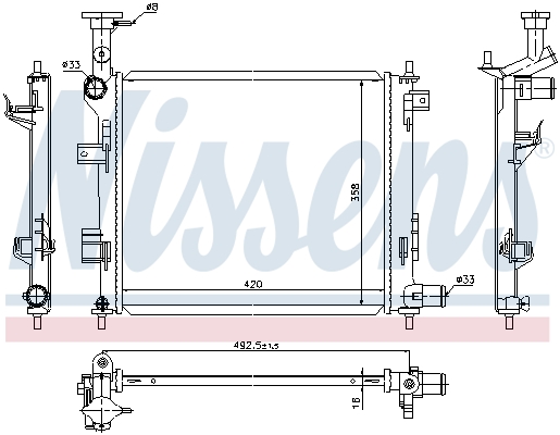 Radiator, engine cooling - 66747 NISSENS