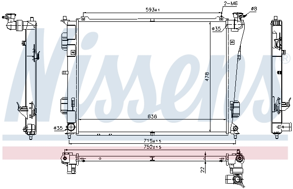 Radiator, engine cooling - 66783 NISSENS