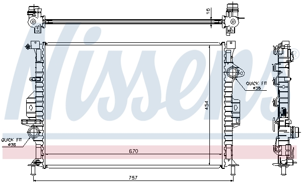 Radiator, engine cooling - 66857 NISSENS