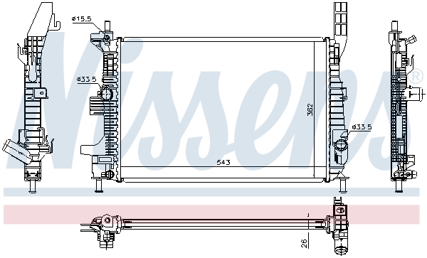 Radiator, engine cooling - 66860 NISSENS