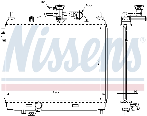 Radiator, engine cooling - 67048 NISSENS