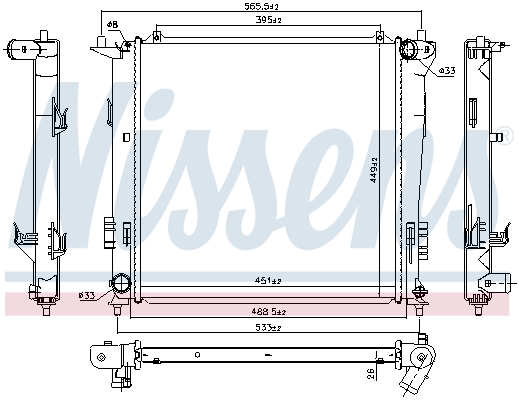 Radiator, engine cooling - 67077 NISSENS