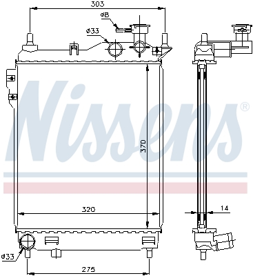Radiator, engine cooling - 67093 NISSENS