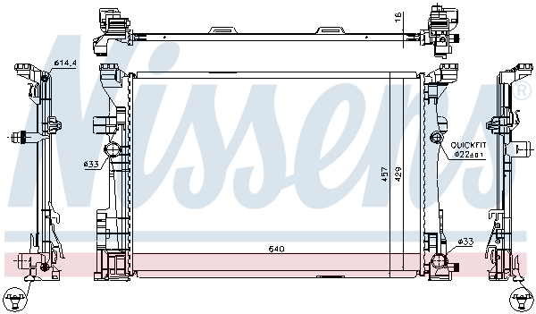 Radiator, engine cooling - 67186 NISSENS