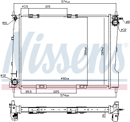 Radiator, engine cooling - 67284 NISSENS