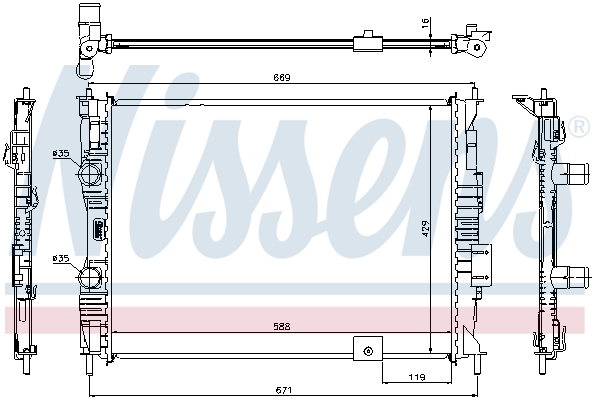 Radiator, engine cooling - 67363 NISSENS