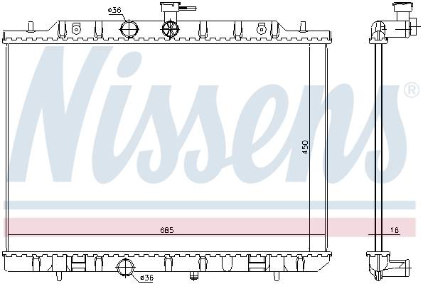 Radiator, engine cooling - 67365 NISSENS