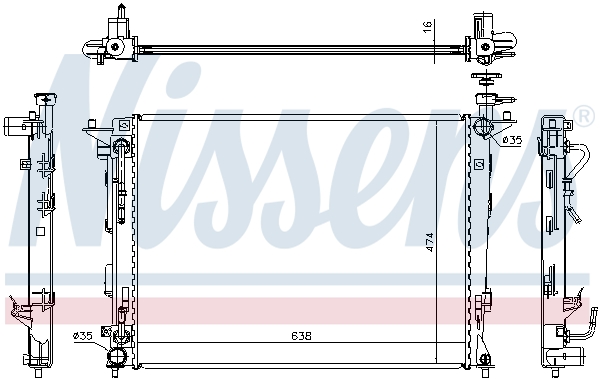 Radiator, engine cooling - 67466 NISSENS