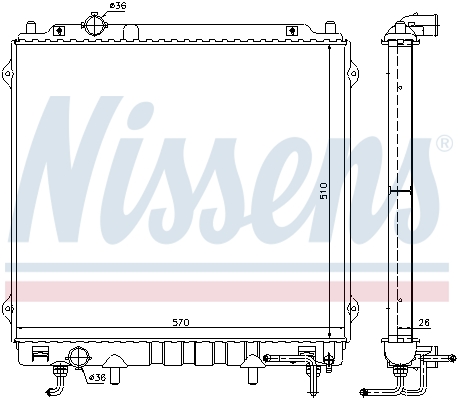 Radiator, engine cooling - 67482 NISSENS