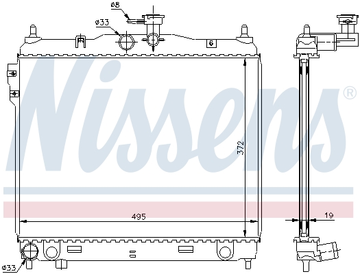 Radiator, engine cooling - 67495 NISSENS